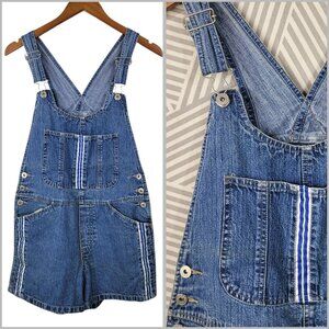 Vintage 90s Y2K Xhilaration Denim Bibs Overalls Shortalls Small Jean Stripe